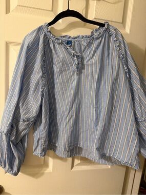 Light Blue Striped Blouse - Old Navy
